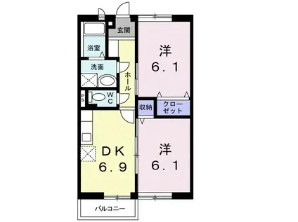 サンハイツ B(2DK/1階)の間取り写真