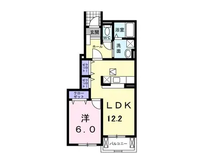 プリムローズⅡ(1LDK/1階)の間取り写真