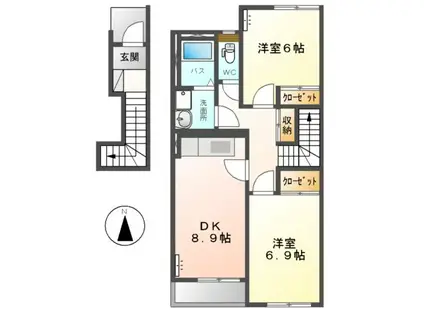 サンライズ2(2DK/2階)の間取り写真