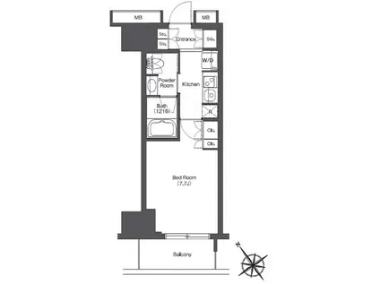 東京ポートシティ竹芝 レジデンスタワー(1K/4階)の間取り写真