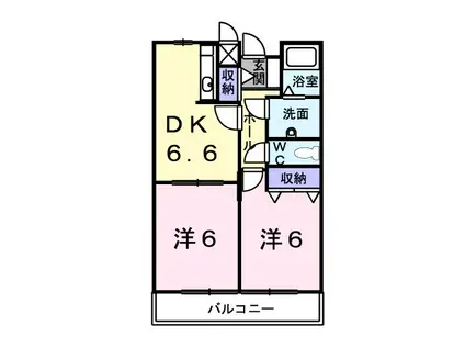 レインボーレジデンス(2DK/2階)の間取り写真