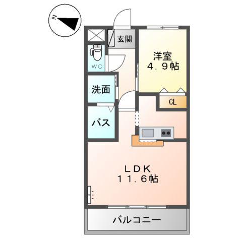 EVER PLACE(1LDK/2階)の間取り写真