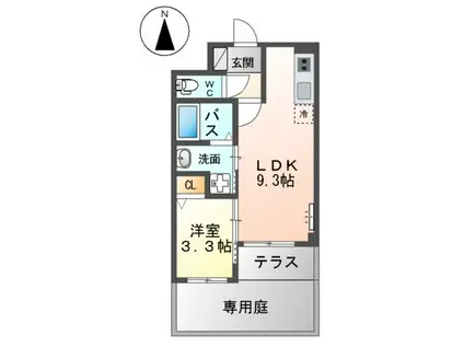 レスポワール伊都(1LDK/1階)の間取り写真