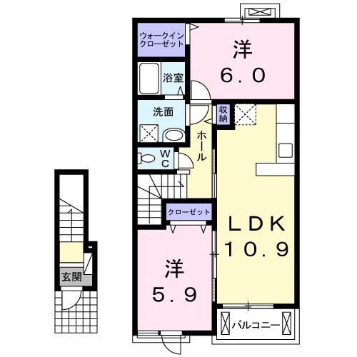 ファウストⅡ(2LDK/2階)の間取り写真