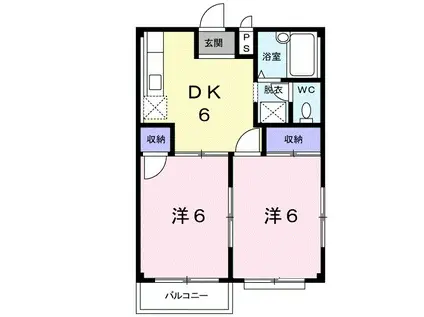 メゾンハナブサⅠ(2DK/2階)の間取り写真