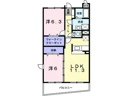 グランラフィネ(2LDK/3階)の間取り写真