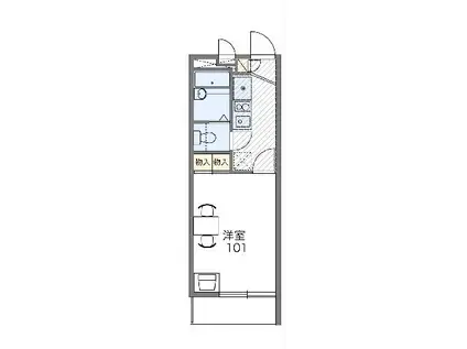 レオパレス千年の時(1K/1階)の間取り写真