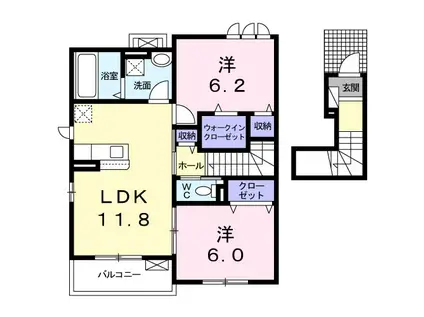 グレイス戸塚(2LDK/2階)の間取り写真