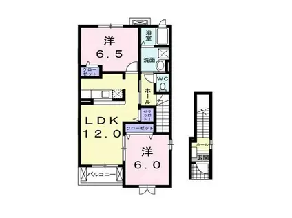 ヴィラ・ア・ラ・モードⅠA(2LDK/2階)の間取り写真