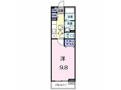 ベル・コリーヌ陽光台(1K/1階)の間取り写真