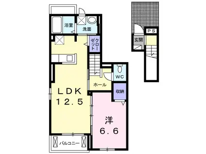 アイランド・ヒルズ下妻(1LDK/2階)の間取り写真