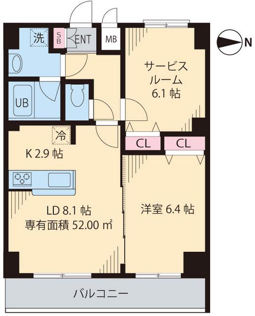 インペリアル パーク Ⅰ(1SLDK/6階)の間取り写真