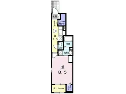 シェノン(1K/1階)の間取り写真
