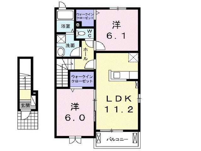 レザンⅡ(2LDK/2階)の間取り写真