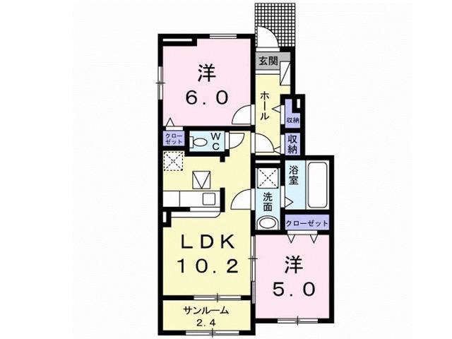 シール Ⅱ(2LDK/1階)の間取り写真