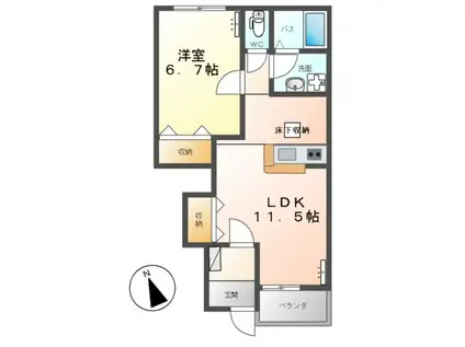 MORE AND MORE(1LDK/1階)の間取り写真