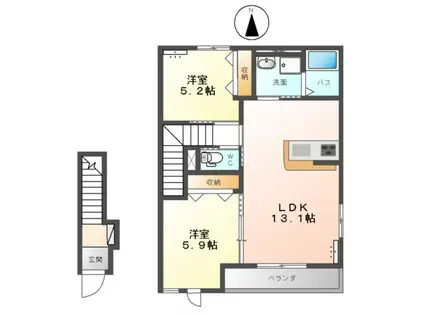 ラポール(2LDK/2階)の間取り写真