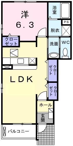 ファミーユ1(1LDK/1階)の間取り写真