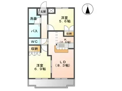 サンクチュアリ 3(2LDK/1階)の間取り写真