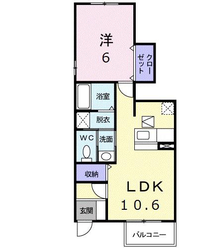 サン駿河ⅡーΒ(1LDK/1階)の間取り写真
