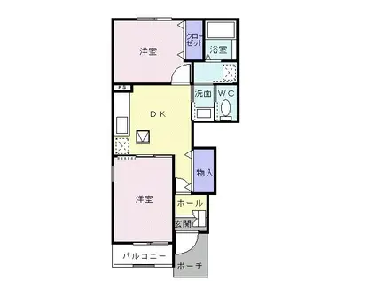 ブルーロビン Ⅰ(2DK/1階)の間取り写真