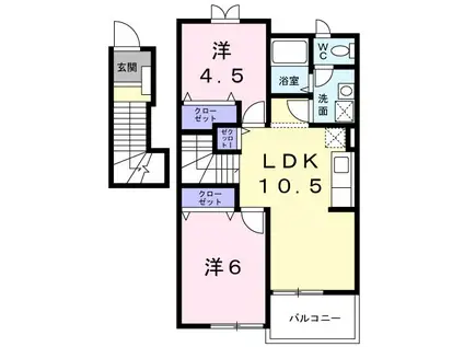 カームシーサイドⅢ(2LDK/2階)の間取り写真