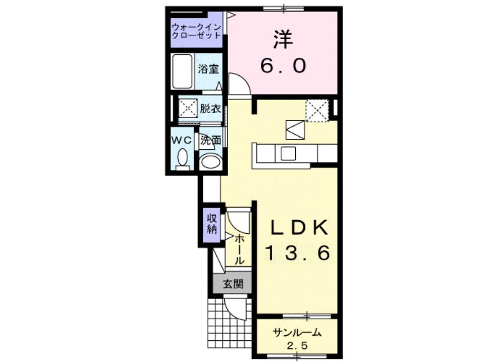 エアリーヒル春風台(1LDK/1階)の間取り写真