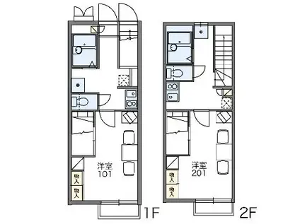 レオパレス良(1K/2階)の間取り写真