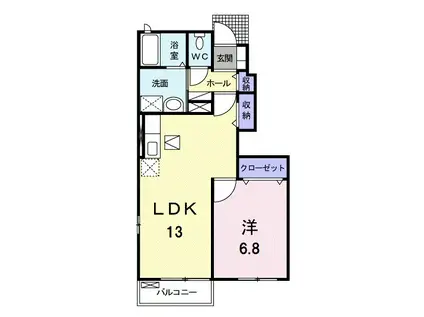 フォレストウィング・K(1LDK/1階)の間取り写真