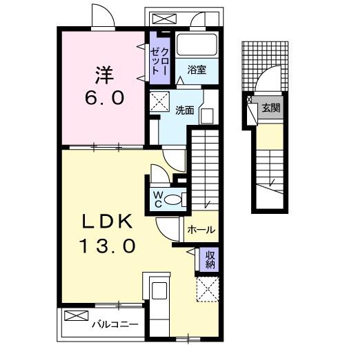 フラン アンジュ(1LDK/2階)の間取り写真