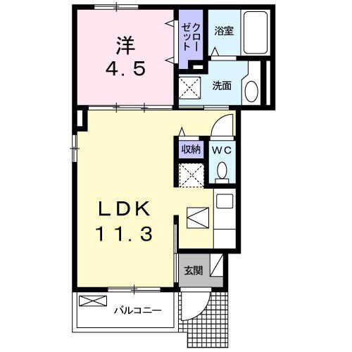 フェリス大岩(1LDK/1階)の間取り写真