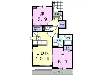 ルミウスⅡ(2LDK/1階)の間取り写真