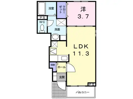 メゾン・リュミエールⅡ(1LDK/1階)の間取り写真