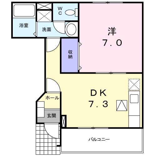 ブリーゼSK・Ⅱ(1DK/1階)の間取り写真