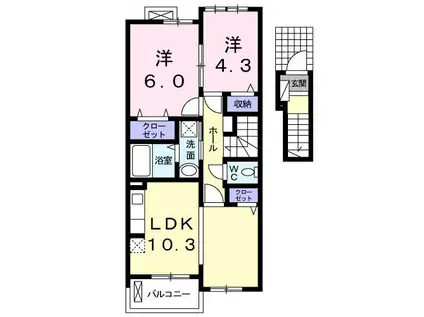 アルグ・ソラーレ(2LDK/2階)の間取り写真