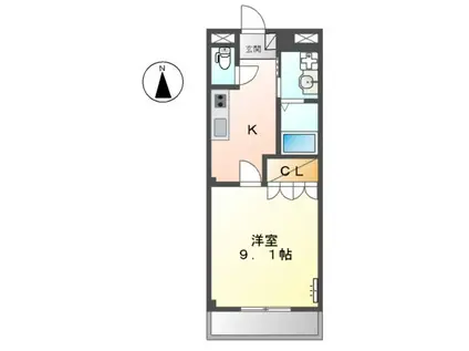 エルヴェ東小向Ⅰ(1K/1階)の間取り写真