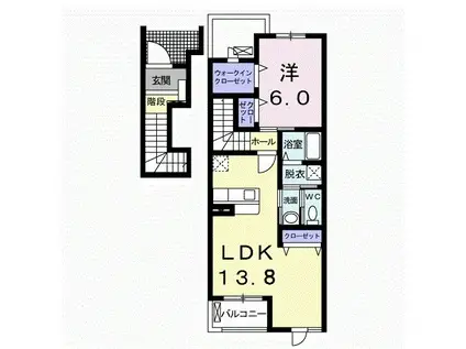 ラ・プリマヴェーラ(1LDK/2階)の間取り写真