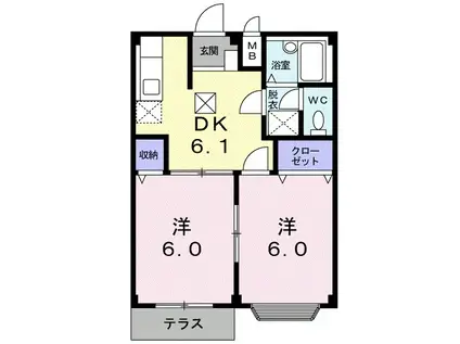 アップルⅡ(2DK/1階)の間取り写真