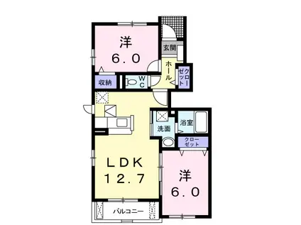 ベルウッドK1Ⅲ(2LDK/1階)の間取り写真