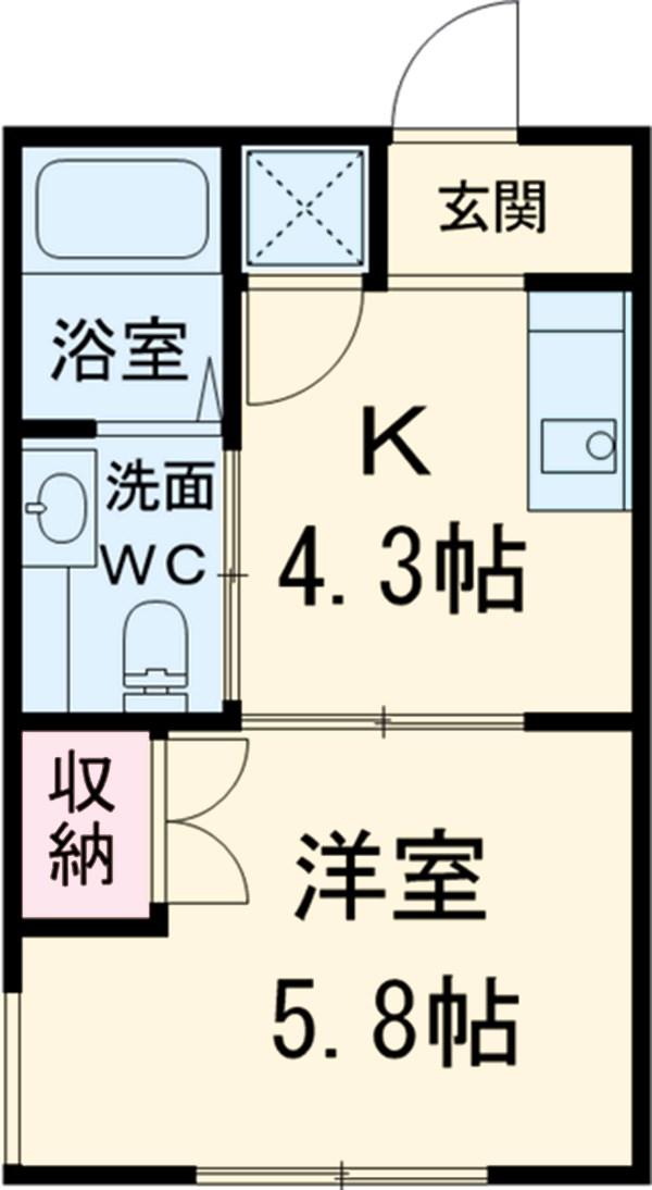 銀河ハイツ(1K/1階)の間取り写真