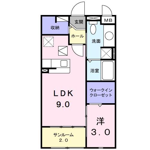 エミネンスムラカワⅡ(1LDK/1階)の間取り写真