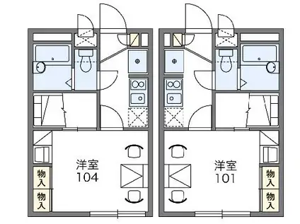 レオパレス国際通(1K/1階)の間取り写真