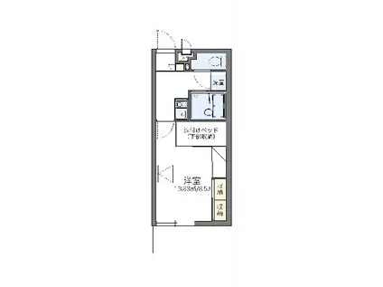 レオパレス新都心Ⅱ(1K/3階)の間取り写真