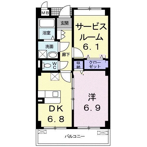 サンフィオーレ(1SDK/1階)の間取り写真