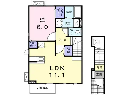 エトワールシャトー(1LDK/2階)の間取り写真