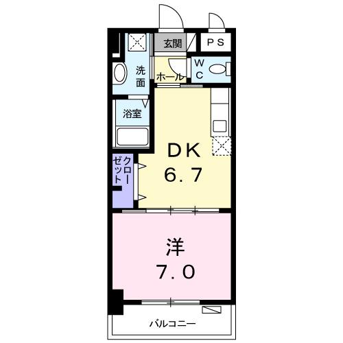 ピュアフォレスト2(1DK/6階)の間取り写真