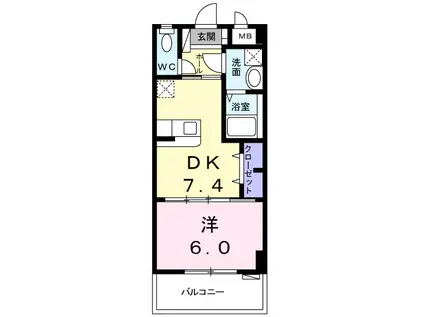 サンフラワー丸市Ⅳ(1DK/1階)の間取り写真