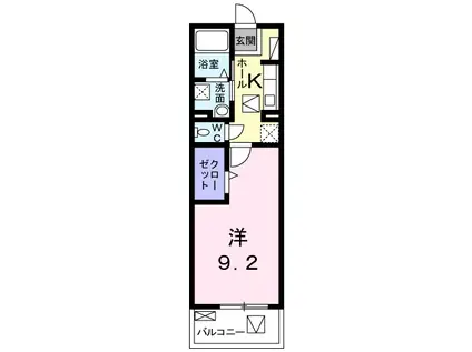 プラシード鳥羽Ⅱ(1K/1階)の間取り写真