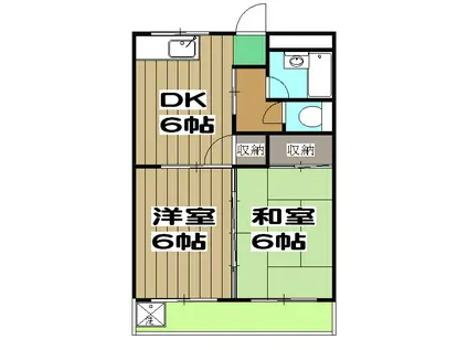 ハイツ大八木(2DK/3階)の間取り写真