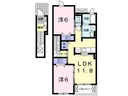グランコート2(2LDK/2階)の間取り写真